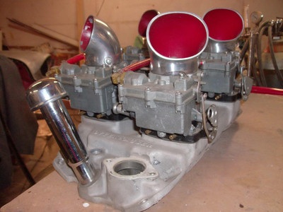 Offenhauser 4-2 Carter carbs Intake SBC
